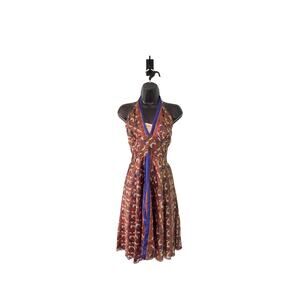 Junglee Billee Sm/Med Boho Maxi Halter Tiered Colorful Print Sleeveless Dress